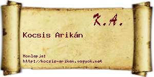 Kocsis Arikán névjegykártya